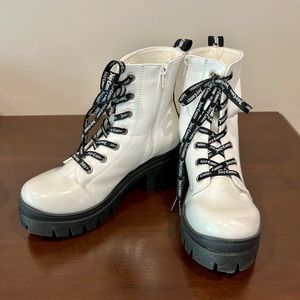 Juicy Couture White Combat Platform Boots